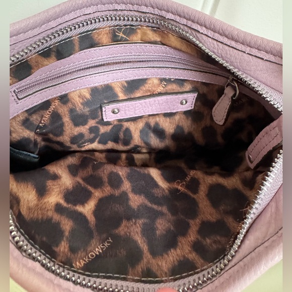 B Makowsky Alexis Lilac Pebbled Leather Crossbody/Shoulder Bag 10” by 7” by 0.5” - Picture 4 of 12